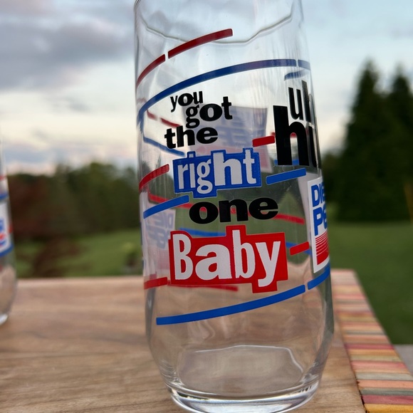 Vintage Diet Pepsi You Got The Right One Baby Uh Huh Glass Cup Set of 2 - Picture 8 of 11